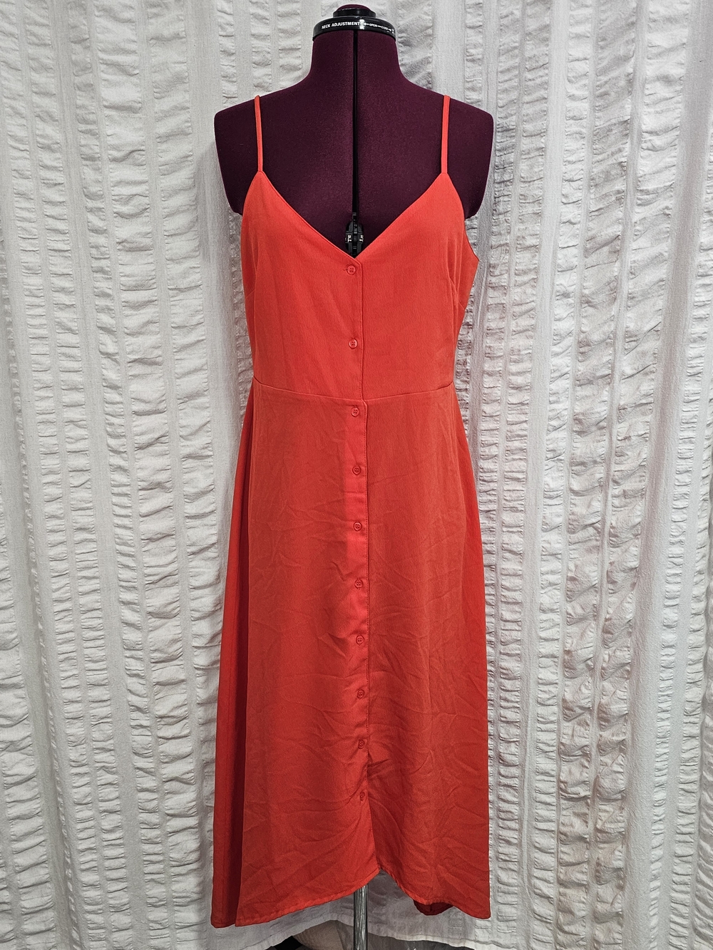 NWT ASOS High Low V-neck Bright Orange Button-Front Midi Sundress Size 8